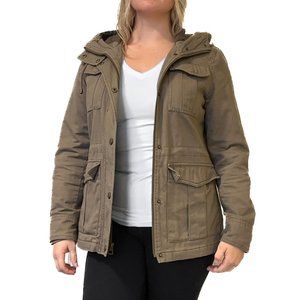 Lucky Brand Hooded Canvas Jacket Size Small